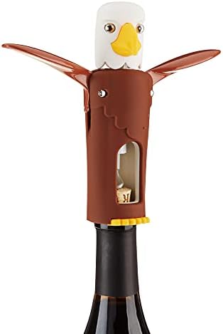 True Zoo Bald Eagle Corkscrew Wine Opener, Winged Design with Easy Grip Soft Touch Wings, Stainless Steel and Plastic with Sharp Screw for Wine Bottles, Home Bar, Kitchen, Novelty Gifts