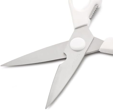 ARCOS Kitchen Take Apart Scissors 8 Inch Nitrum Stainless Steel and 195 mm blade. 154 gr. Ergonomic Polyoxymethylene POM Handle. Series Prochef. Smooth edge and stylish wooden handle. White Color