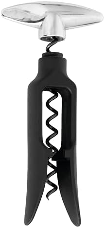 True Self Pulling Corkscrew Wine Opener, Durable Plastic with Easy Turn Chrome Handle, Wine Bottle Opener for Bartenders, Home Bar Tools, Bar Cart Accessories, Kitchen Essentials, Set of 1, Black