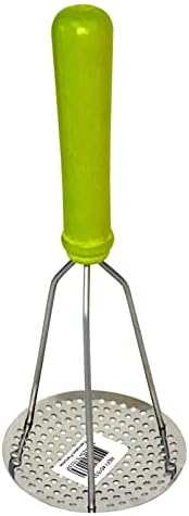 Roger Orfevre Stainless Steel Potato Masher & Peeler Combo, 100% Made In France, Wood Handle (Green)