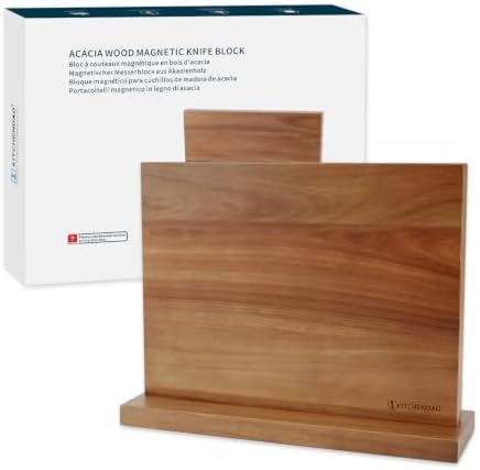 KITCHENDAO Acacia Wood Magnetic Knife Block
