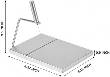 Stainless Steel Multipurpose Cheese Slicer with 5 Replaceable Cutting Line, 304 Stainless Steel Board with Measuring Grids, Easy to Clean Dishwhaser Safe Cheese Slicer, Kitchen Helper for Women
