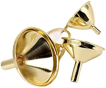 3 Pieces Gold Stainless Steel Funnel Set Kitchen Oil Liquid Metal for Canning Kitchen Tools Gold Stainless Steel Funnel Set