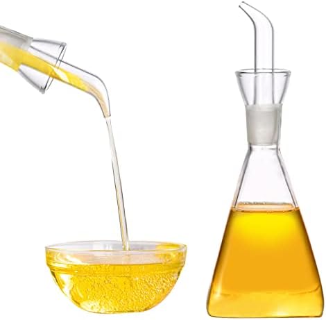 ELETON Square Olive Oil Dispenser Borosilicate Glass Bottle - 16 oz Non Drip Dispenser,Leak Proof Pourer Vinegar Cruet, Easy Clean Drip Free Bottles for Kitchen