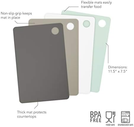 Tovolo Small Flexible Cutting Mats Set of 4 Chopping Boards for Meal Prep Cut Slice Dice Fruits Veggies & Meats, Easy Clean Dishwasher Safe Small Nylon Cutting Board Kitchen Mat Set, 11.5" L X 7.5" W