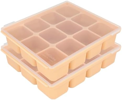 Baby Food Storage Silicone Cubes, Sand Beige, 12 Cubes 1.5oz
