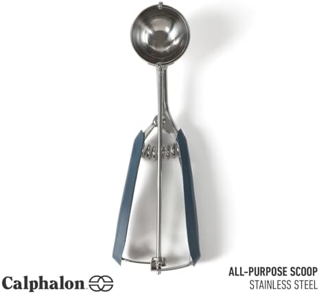 Calphalon Cookie Scoop, Stainless Steel Trigger Scoop for Cookie Dough, Ice Cream & Batter, Portion Control Kitchen Scoop with Release Mechanism, Navy