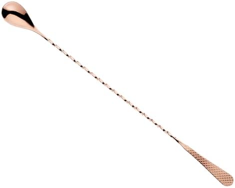 Barfly 13.2-inch Diamond Lattice Etch Bar Spoon, Copper Plated