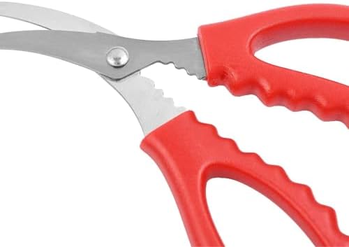 16PCS Kitchen Seafood Scissors for Crab Legs,Multifunctional Stainless Steel Shears,Lobster Scissors, Crab Crackers and Seafood Tools (Red)