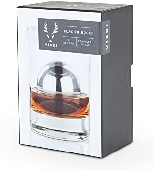 Viski Glacier Rocks, Reusable Whiskey Stones, Stainless Steel Ice Cube for Bourbon, Scotch, Gin, Cognac, Home Bar, Drink Accessories, 2 Inch, Set of 1