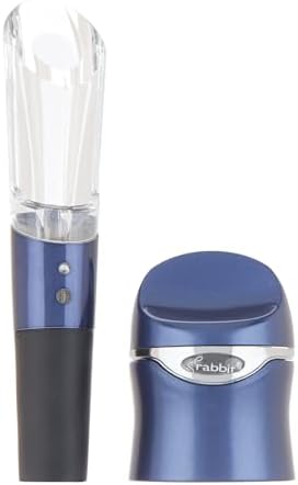 Rabbit Aerate and Preserve Wine Set, Wine/Champagne Sealer and Super Aerator (Blue), Standard