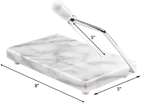 Marble Cheese Slicer & Serving Tray, 8 -x 5, Gray Marble with Steel Arm