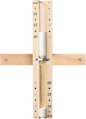 Sauna Timer 20 Minute White Sand,Heat Resistant Wood Hourglass for SPA Room