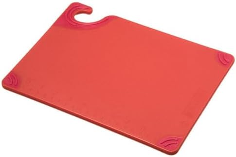 San Jamar Saf-T-Grip Plastic Cutting Board with Safety Hook, 9" x 12" x 0.375", Red