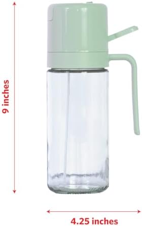 Glad 2 in 1 Oil Dispenser, 18.6oz/550ml - Olive Oil Sprayer for Cooking, Pouring Salad Dressing, and Grilling - Kitchen Gadget with Refillable Glass Bottle, Handle, and Mist or Pour Options - Green