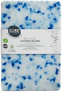 Core Home Upcycled BPA Free 8 x 12 Inch Made of Post Industrial Recycled Plastic Materials Charcuterie Platter Non-Slip Chopping Cutting Board, Blue Confetti