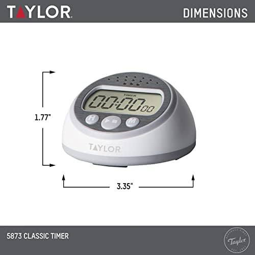 Taylor Digital Timer Counts Up and Down for School, Learning, Projects, and Kitchen Tasks, Super Loud Digital Timer, Gray