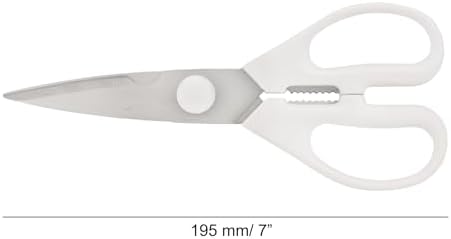 ARCOS Kitchen Take Apart Scissors 8 Inch Nitrum Stainless Steel and 195 mm blade. 154 gr. Ergonomic Polyoxymethylene POM Handle. Series Prochef. Smooth edge and stylish wooden handle. White Color