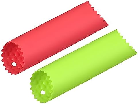 uxcell Garlic Peeler Skin Remover Roller Keeper, Silicone Garlic Peeler Tube Non Slip 5.12inch Long for Useful Kitchen Tools, Red/Green