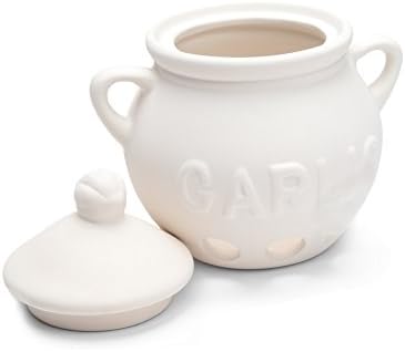 Fox Run Garlic Keeper and Storage, White Ceramic, 5.25" x 4.25" x 5.5"