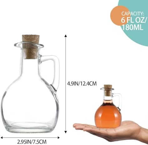 Oil and Vinegar Cruet Set of 2, Glass Dispenser with Airtight Stopper, Condiment Bottles for Salad Dressing