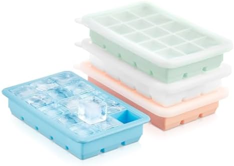 FOHERE Ice Cube Tray, 4-Packs Flexible Silicone Ice Trays for Freezer