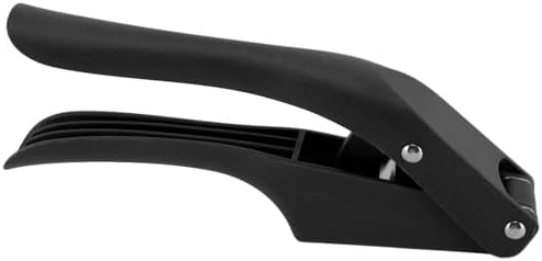 Garlic Press, Multipurpose Garlic Mincer Tool Efficient Easy To Squeeze Ergonomic Handle 2 in 1 for Kitchen (Black)