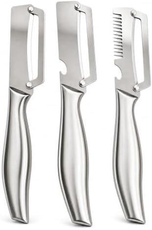 Vegetable Peeler Set with Julienne Peeler & Bottle Opener, Stainless Steel