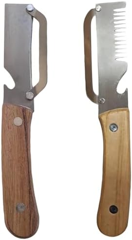 Kitchen Multi-Function Stainless Steel Thickened Fruit Peeler Knife Multifunctional Julienne Cutter + Solid Wood Peeler