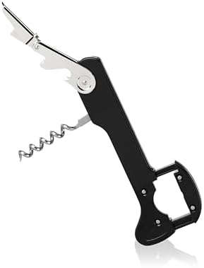 True Recoil Waiters Corkscrew Wine Opener, Durable Stainless Steel with Built-in Bottle Opener and 4-Wheel Foil Cutter for Bartenders, Home Bar, Kitchen, Outdoor Party, Gifts for Wine Lovers, Set of 1