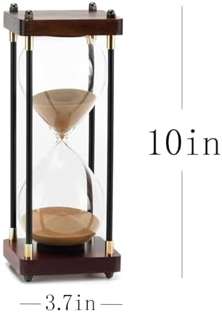 Hourglass Timer 60 Minute, Metal Wooden Sand Timer, Golden