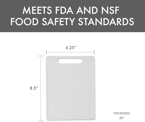 Dexas NSF Certified Polysafe Cutting Board with Handle, 6.25 x 8.5 Inches, Reversible Kitchen Cutting Board, White