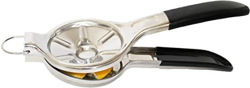 [Free Citrus Tap Gift] EcoJeannie Jumbo Size FLAT PRESS 100% Stainless Steel Lemon Squeezer for Pressing Lemon-half FLAT, Silicone Handle (LS0003S)
