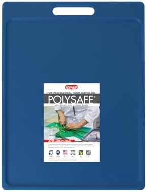 Dexas NSF Certified Polysafe Cutting Board with Handle, 11 x 14.5 Inches, Reversible Kitchen Cutting Board, Blue