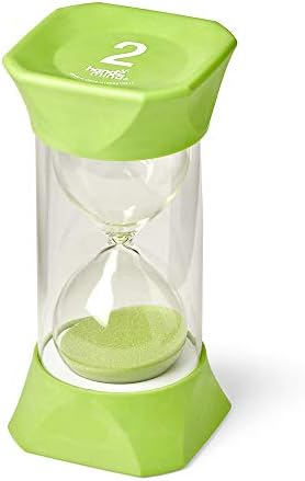 hand2mind Green Jumbo Sand Timers, 2 Minute Sand Timer, Hourglass Sand Timer with Soft Rubber End Caps Offers Quiet Pausing, Classroom Sand Timers for Kids, Teeth Brushing and Game Timer (Set of 1)