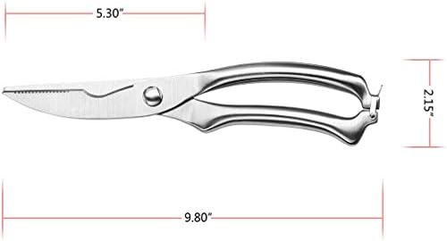 Poultry Shears, Heavy Duty Stainless Steel Kitchen Shears Premium Spring Loaded Food Scissors with Non-slip Handle and Safety Lock, for Cutting Bone, Chicken, Meat, Fish, Seafood, Vegetables
