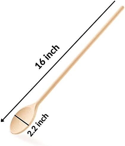 Mr.Woodware 16 Inch Wooden Spoons for Cooking - Set of 3 Long Handle Oval Wooden Spoon for Mixing, Stirring, Tasting - Kitchen Wooden Utensils For Cooking and Crafts, Personalized Wood Burning