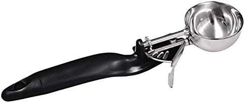 Tiger Chef Stainless steel construction 1 oz. capacity Black Ergo handle Scoop size: #30 Lever Disher (1, Black 1 oz.)
