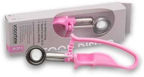 Size 60 PINK (0.53 oz.) VODOMAX Professional Food Disher, Falafel Scoop, Stainless 18-10, #60 Cookie Scoop, Fruit Scooper, Gelato Scoop, Ice Cream Scooper, Ice Cream Topping, Home Use Baking Essential