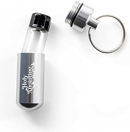 Spikenard Anointing Oil from Israel Boxed Gift Set with Dispenser, Holy Jerusalem Oil & Silver Metal Keychain Bottle Container, Plastic Dropper & Small Glass Vial, Aceite Ungido y Botella