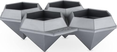 TrueZoo Jumbo Iced Out Diamond Ice Tray, Easy Release Silicone Ice Mold for Whiskey, Cocktails, Spirits, Iced Tea, Beverages, Bar Cart Accessories, Kitchen & Home Bar Gifts, Set of 1, Grey