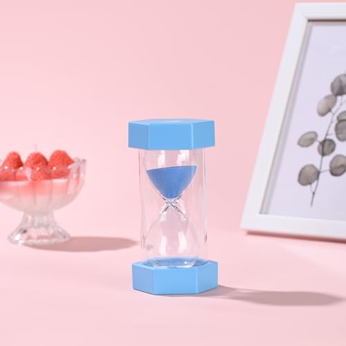 Colorful Sand Timers, Hourglass Sand Timers 1 Min Sandglass Timer with Protective Cover for Toothbrush Timer Games Classroom Home Office Cooking(Blue+1Min)