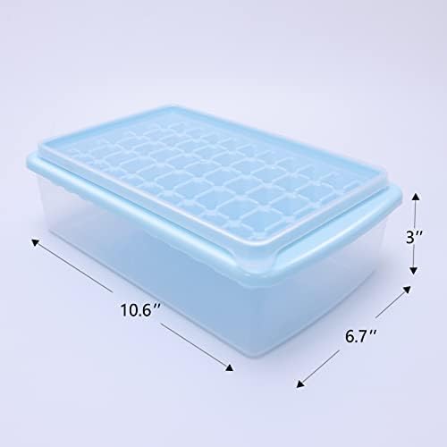 SFL Ice Cube Tray With Lid And Bin,55x3 Pcs Silicone Ice Cube Molds,Ice Trays For Freezer,Easy Release & Save Space,(3 Pack Blue Ice Trays & 1*Ice Bin & 1*Ice Scoop)., 165-Grid