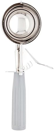 Restaurantware 4 Ounce Portion Scoop, 1 Trigger Release Stainless Steel Cookie Scoop - With Gray Handle, Stainless Steel Disher, For Portion Control, Cookie Dough, Cupcake Batter, Or Ice Cream