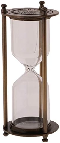 Retro Metal Sandglass Empty Hourglass Sand Timer Without Sand for Home Office Decoration (Bronze - L)