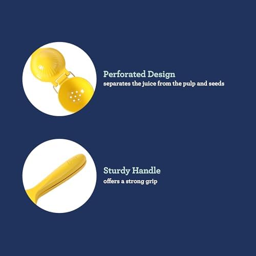 Oster Ravello Lemon and Lime Squeezer – Manual Handheld Citrus Juicer Press Extractor, Durable Kitchen Tool for Fresh Juice, Yellow Finish