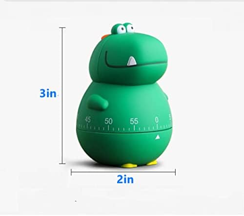 Cute Dinosaur 100% Mechanical Egg Kitchen Timer for Kids Cooking/Reading/Classroom/Do Sports(Dinosaur, Green)