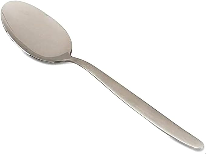 2 Pack 8 inch Kunz Small Regular and Perforated Sauce Spoon Set | 18/10 Stainless Steel Silver Chef Spoon ideal for drizzling sauces, plating desserts, Dishwasher safe
