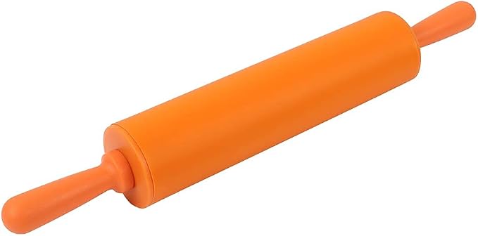 Silicone Rolling Pin Non-Stick DIY Dumpling Roller Bread Cookie Rolling Pin for Baking, Pastry Dough Roller, Fondant, Pizza, etc(Orange)