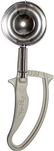 Tiger Chef 3 1/4-Oz. Ivory Easy Grip Left & Right Ergonomic Squeeze Handle Ice Cream Scooper, All-purpose Stainless Steel Dishers For Ice Cream, Cookie Dough, Meat Balls, Rice, etc. NSF Certified